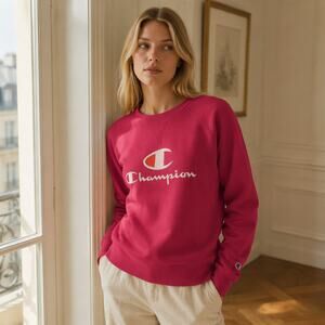 Champion Powerblend Crewneck Sweatshirt Deep Raspberry XS NWT